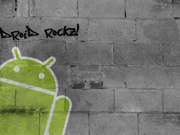 android, graffiti, wall