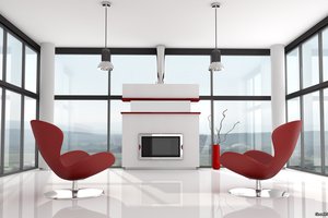 Обои на рабочий стол: интерьер, комната, кресла, экран
