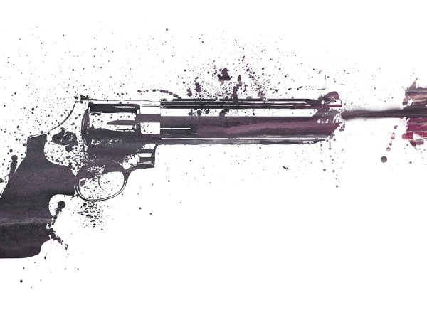 1920x1080, colors, patterns, picture, revolver, shot, weapon, выстрел, краски, оружие, револьвер, рисунок, узоры