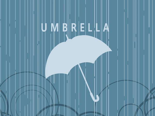 дождь, зонт, круги, надпись