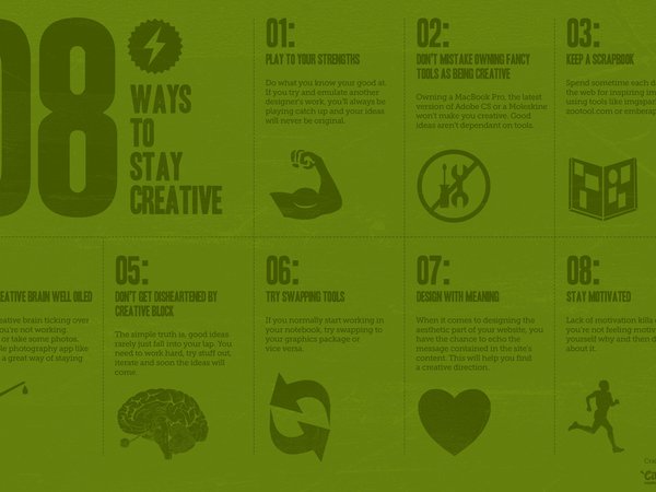 8 ways to stay creative, креатив, минимализм, надпись