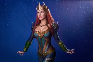 Обои на рабочий стол: Aquaman, cosplay, girl, Mera, model, movie, pose, redhead