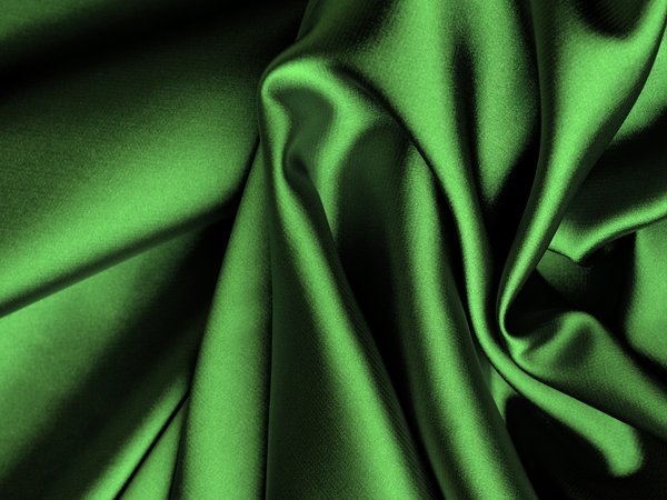 зеленый, сатин, складки, ткань, шелк