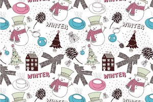 Обои на рабочий стол: дом, елка, зима, мешок, новый год, рождество, снеговик, чашка, шар