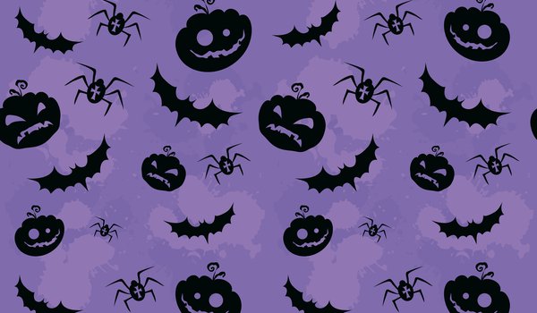Обои на рабочий стол: bats and spiders, creepy, Halloween pumpkins, pattern, textures, жуткий, летучих мышей и пауков, текстуры, тыквы