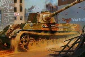 Обои на рабочий стол: Königstiger, PzKpfw VI Ausf. B, Sd. Kfz. 182, Tiger II, Wrobel, вторая мировая, королевский тигр, немцы, рисунок, тигр 2, тяжелый танк