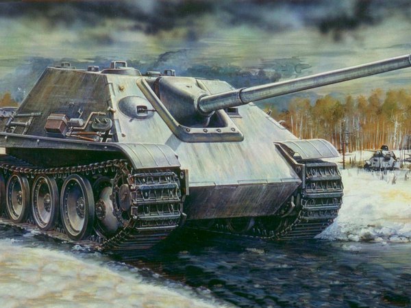 Jagdpanther, Ostfront, война, зима, истребитель танков, т-34
