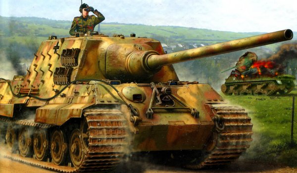Обои на рабочий стол: 12.8cm PaK44, auf Panzerjager Tiger, Ausf. B, Jagdpanzer VI, Jagdtiger, Sd.Kfz.186, Истребителей танков, ПТ САУ, рисунок, тяжелый
