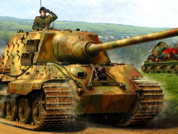 12.8cm PaK44, auf Panzerjager Tiger, Ausf. B, Jagdpanzer VI, Jagdtiger, Sd.Kfz.186, Истребителей танков, ПТ САУ, рисунок, тяжелый