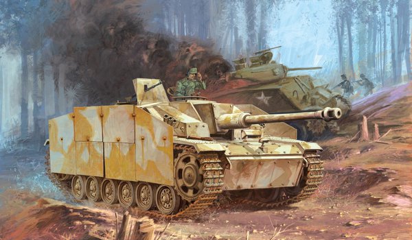 Обои на рабочий стол: StuG.III Ausf.G, Sturmgeschütz, рисунок, самоходно-артиллерийская установка, сау, штуг, штурмгешютц, штурмовое орудие