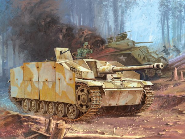 StuG.III Ausf.G, Sturmgeschütz, рисунок, самоходно-артиллерийская установка, сау, штуг, штурмгешютц, штурмовое орудие