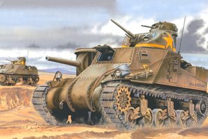 Обои на рабочий стол: Don Greer, M3 Lee, M3 Ли, вторая мировая, рисунок, средний танк, сша