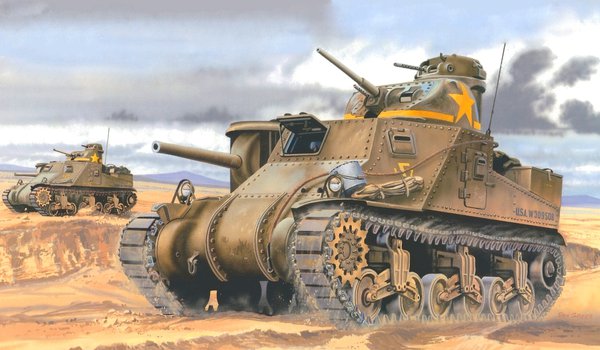 Обои на рабочий стол: Don Greer, M3 Lee, M3 Ли, вторая мировая, рисунок, средний танк, сша