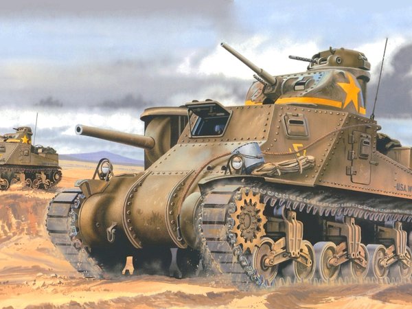 Don Greer, M3 Lee, M3 Ли, вторая мировая, рисунок, средний танк, сша