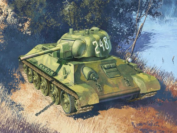 1942г., WW2., арт, вов, обр., ссср, Т-34-76, танк, тридцатьчетверка, формочка