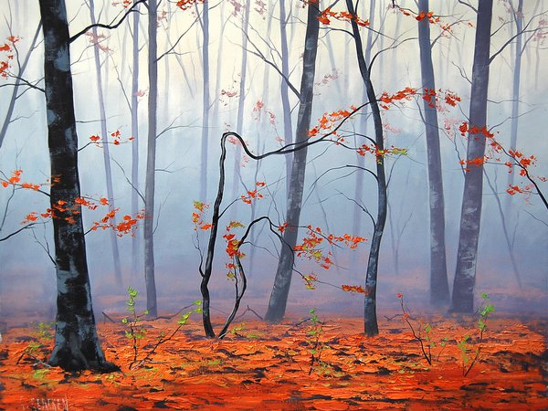 artsaus, арт, деревья, листья, осень, природа, туман