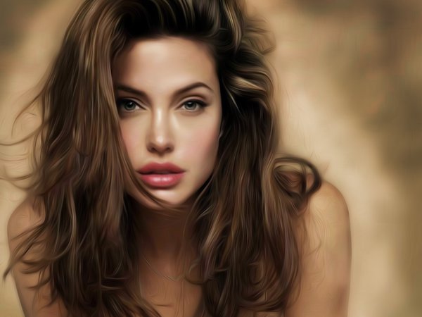 Angelina Jolie, актриса, Анджелина Джоли, арт, волосы, девушка, лицо