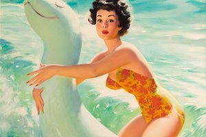 Обои на рабочий стол: Bill Medcalf, pin up, девушка, купальник, ретро