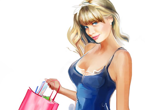 Tatiana Nikitina, блондинка, волосы, голубые глаза, девушка, покупки, сумка