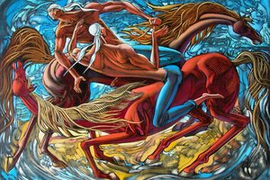 Обои на рабочий стол: 2006г, Айбек Бегалин, борьба, джигиты, лошади