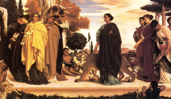 Обои на рабочий стол: Frederic Leighton, The Syracusan Bride, античность, гепарды, древность, тигр