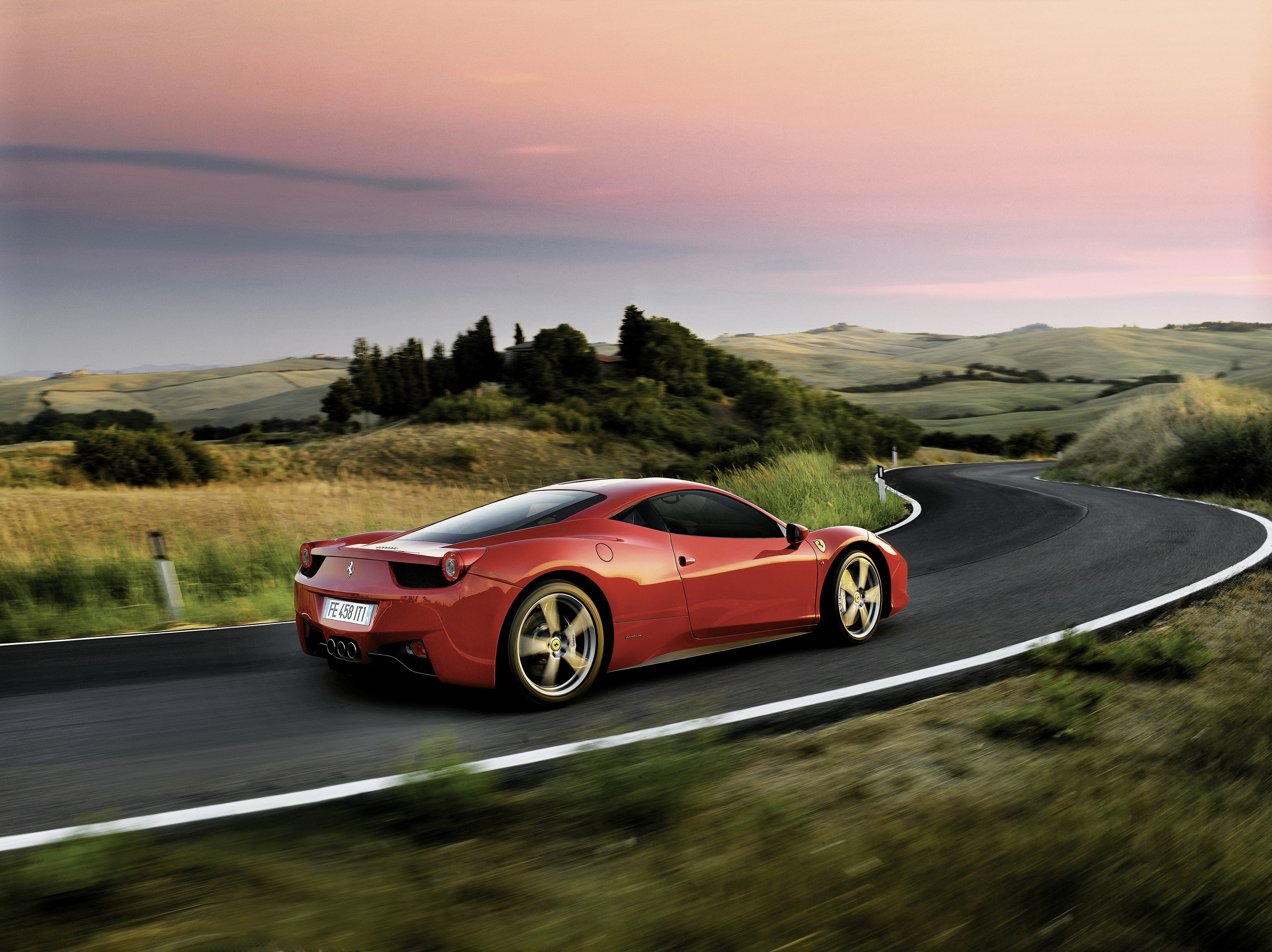 ferrari, дорога, красный, феррари