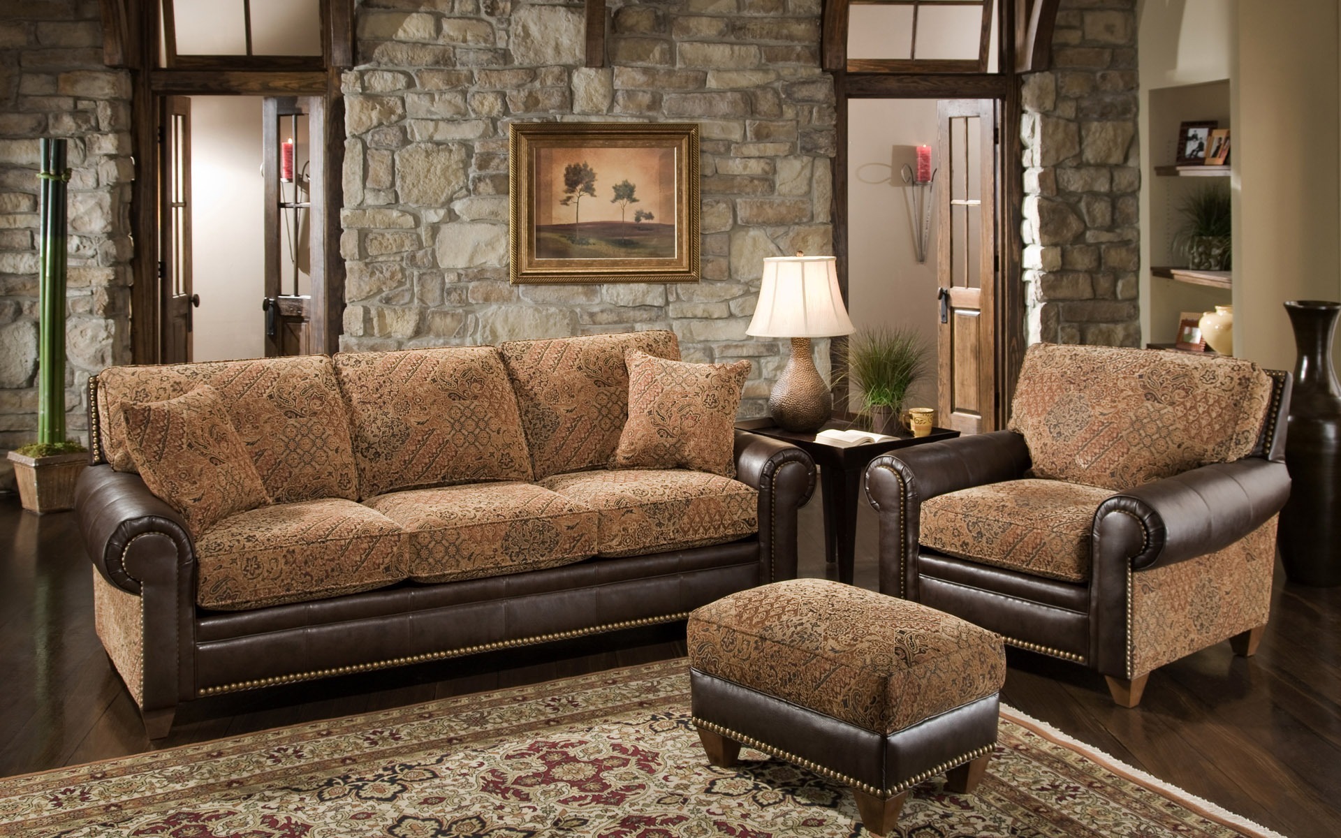 каменная гостиная интерьер stone living room interior бесплатно