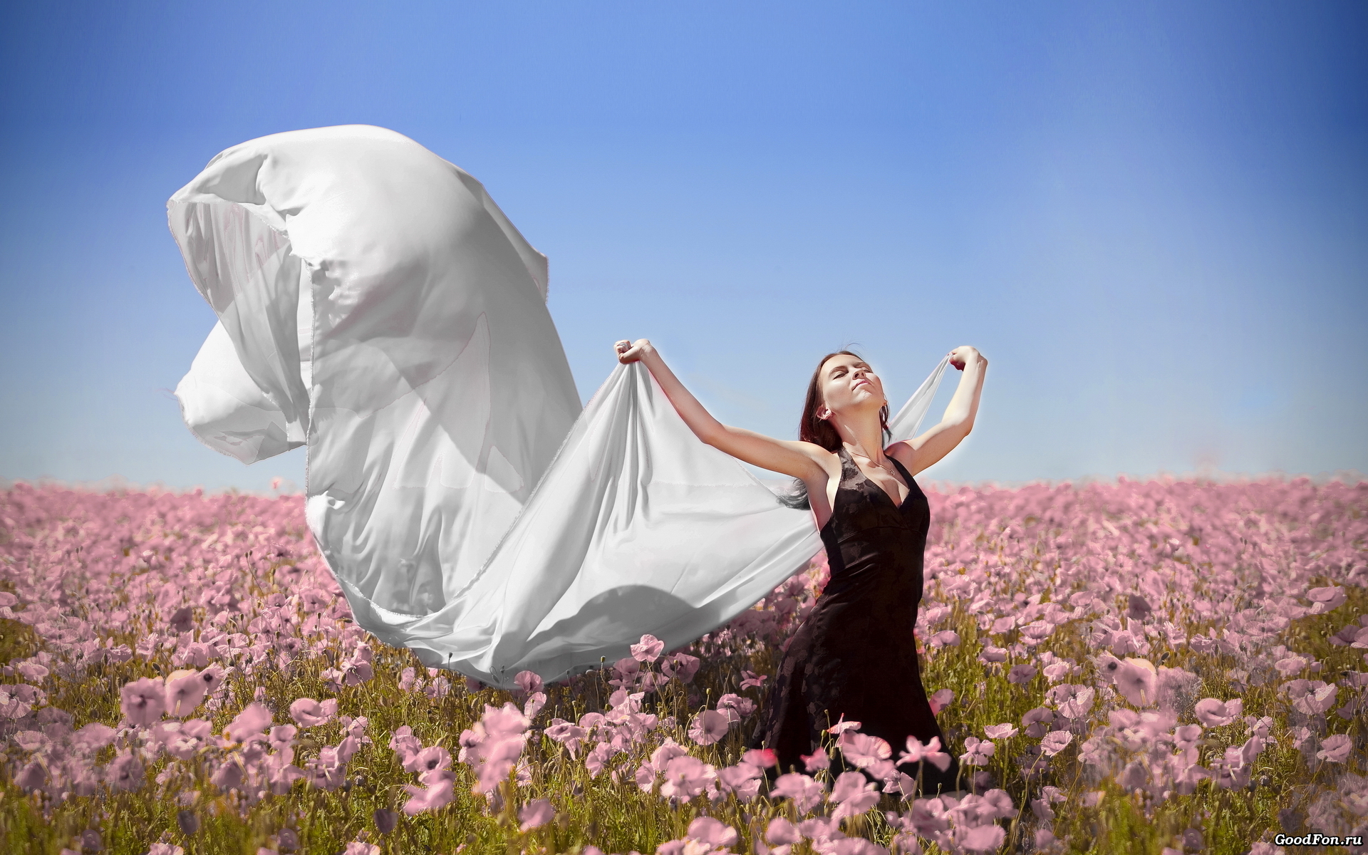 природа весна девушка белое платье цветы загрузить