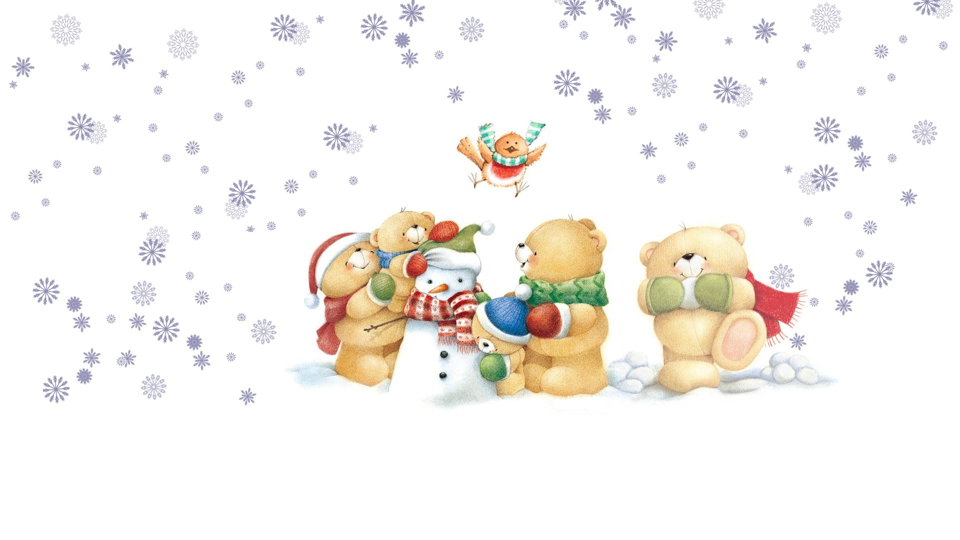 Forever Friends Deckchair bear, арт, детская, зима, мишка, мнимализм, настроение, новый год, письмо, подарок, праздник, прогулка, птичка, снеговик, снежинки