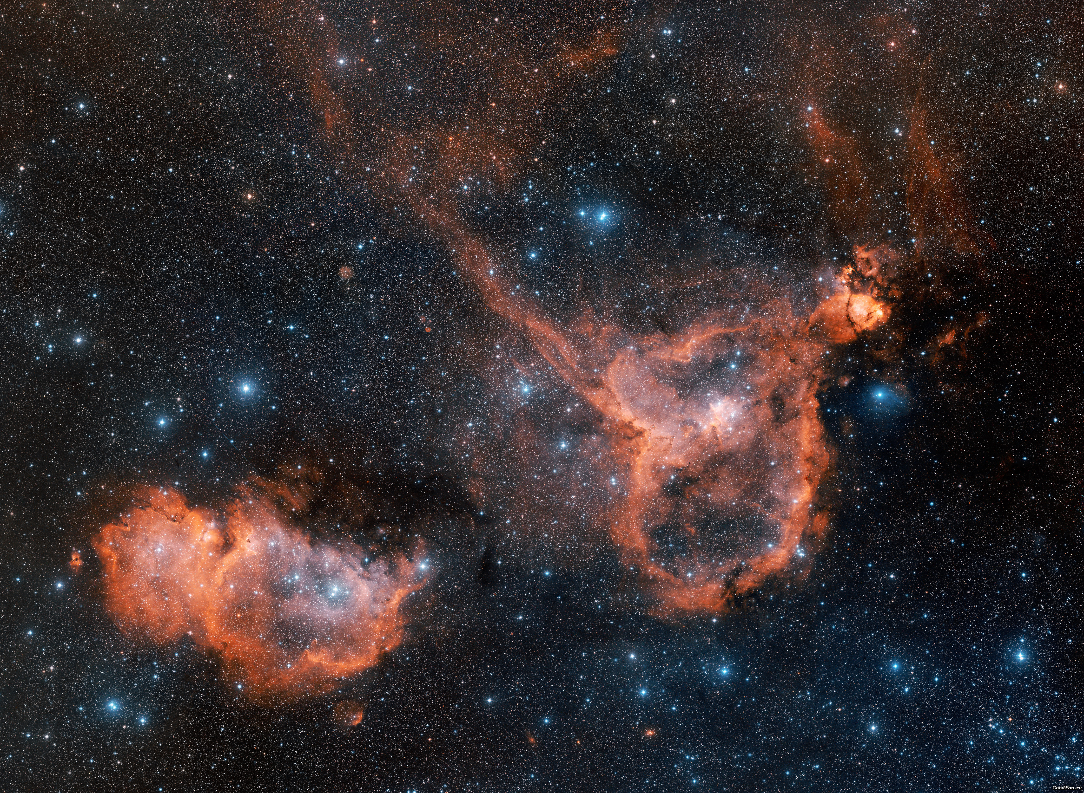 2 звезды в космосе. Туманность де Мерана. Галактика сердце Небула. Туманности в космосе. Красивые туманности.