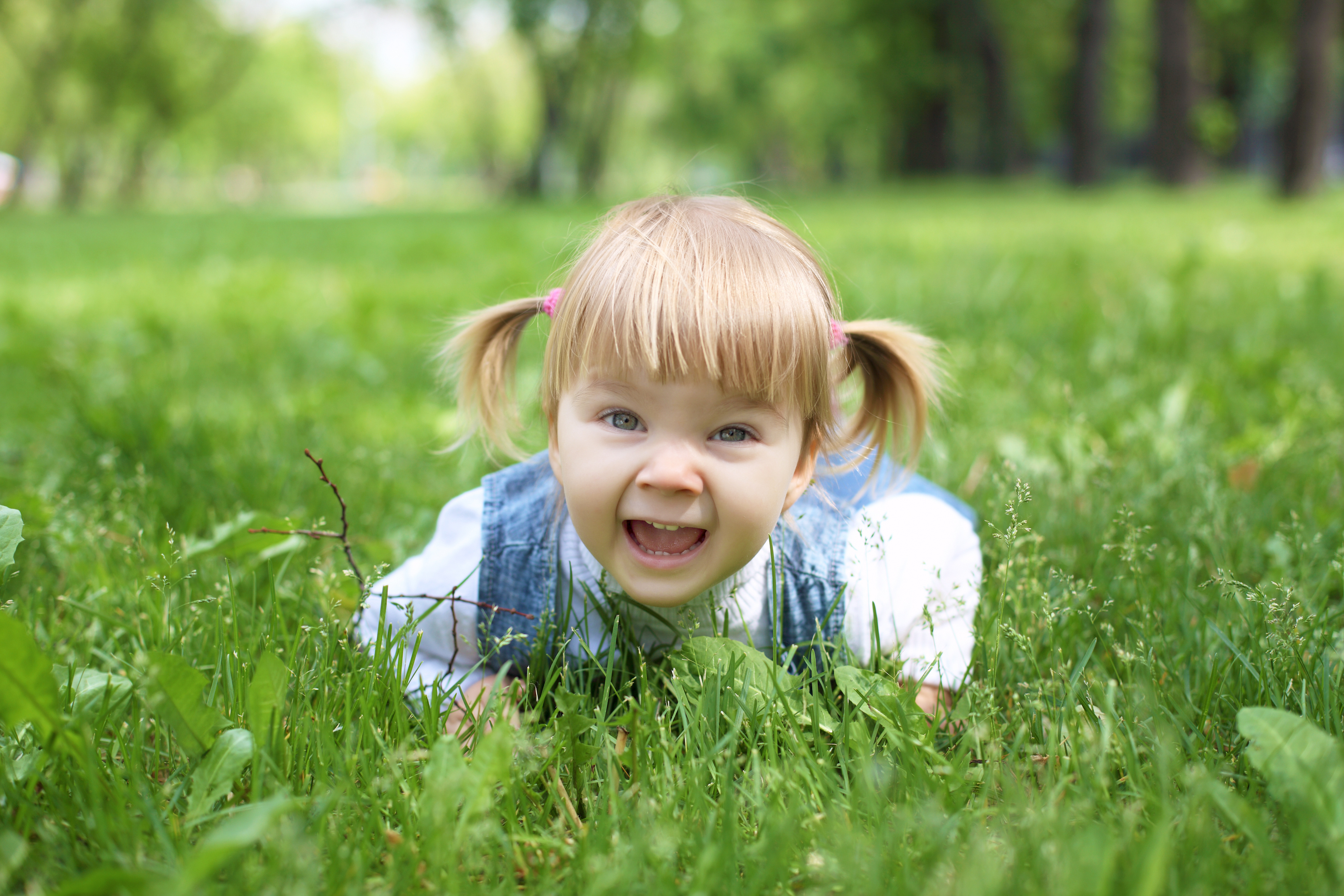 Девочка с цветами в траве бесплатно