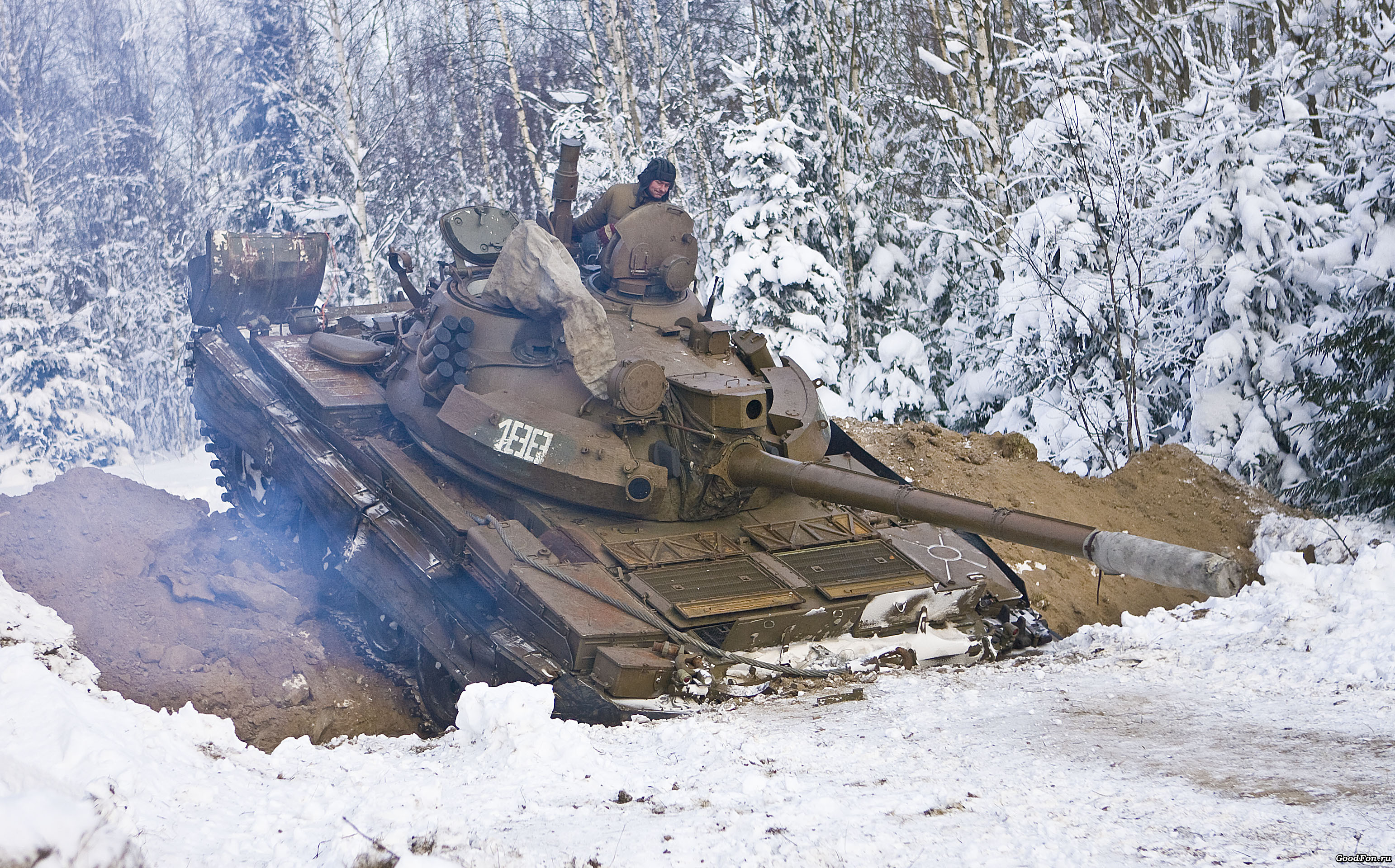 зима, снег, ссср, т-62, танк